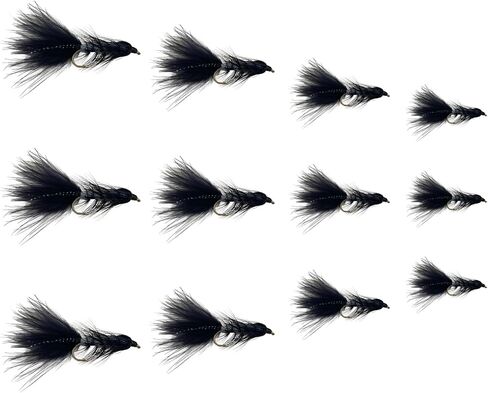 Fly Fishing Flies | Woolly Bugger Flies, 12pc Flies for Fly Fishing | Trout Flies and Bass Flies | 4 Size Fly Fishing Assortment | Streamer Flies in Saudi Arabia