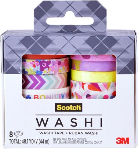 Scotch Expressions Washi Tape, 8 Rolls, Assorted Sizes & Colors, Great for Decorating and Crafts in Saudi Arabia