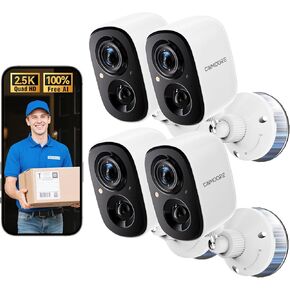 2.5K Wireless Home Security Cameras 2-Pack, Outdoor WiFi Non-Subscription AI Person Detection, 4MP Color Night Vision, Full Duplex 2-Way Audio, IP66 Waterproof Battery Powered, U.S. AWS Cloud in Kuwait
