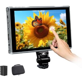 شاشة مراقبة ميدانية للكاميرا مقاس 7 بوصات من Feel WORLD شاشة لمس DSLR شاشة فيديو 4K HDMI مدخل/مخرج مع بطارية F750 حافظة حمل ظلة in Kuwait