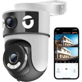 H4 Dual-Lens PTZ WiFi 1080P Home Security Camera, 24/7 Recording IP65 Waterproof Indoor&Outdoor Camera with Motion Detection, Two-Way Audio, Color Night Vision & Cloud Storage in Kuwait