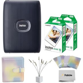 Fujifilm INSTAX Mini Link 2 Smartphone Printer Bundle with Instax Mini Twin Pack Film (20 Sheets), Photo Album, Sticker Frames & Bouquet Holder, Bluetooth Instant Photo Printer (Space Blue) in Kuwait