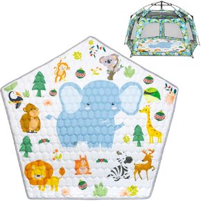 حصيرة Playpen متوافقة مع خيمة Funsland Baby Playpen المنبثقة - حصيرة لعب خماسية ناعمة غير قابلة للانزلاق in Kuwait