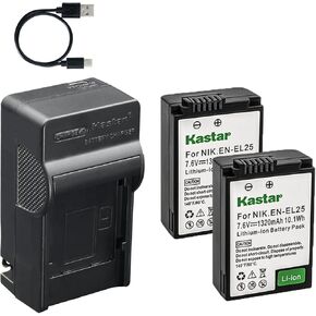 بطارية Kastar قطعة واحدة وشاحن تيار متردد وUSB-C، متوافق مع كاميرا EN-EL25 EN-EL25a، لكاميرا Nikon Z30 Z50 Z50 II Zfc بدون مرآة ونماذج بطارية EN-EL25 in Kuwait