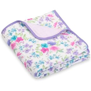 LollyBanks Baby Blanket, 100% Organic Cotton Muslin Baby Quilt for Girls, Large 47 x 47 Inches, 6 Layers Soft and Breathable Toddler Blanket, Cozy Newborn Nursery Blankets, Registry (Unicorn Print) in Saudi Arabia