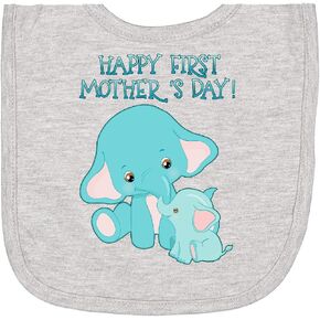 inktastic Happy First Mother's Day Cute Elephants Newborn Bib in Kuwait
