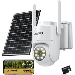 كاميرات مراقبة تعمل بالطاقة الشمسية لاسلكية في الهواء الطلق: 2K 4MP AOV 24/7 كاميرا أمان للتسجيل المستمر لاسلكية، كاميرا WiFi مزدوجة النطاق 2.4G/5G مع بطاقة SD، تعمل بالطاقة الشمسية، رؤية ليلية ملونة، محادثة ثنائية الاتجاه in Kuwait