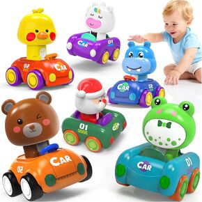 Press and Go Car Toys for Toddlers 1-3, Baby Animal Racing Vehicles Push Go Friction Powered Cars, Infant Toys 6-12-18 Months & First Birthday Gifts for 1-2 Year Old Boys Girls (6-Pack) in Saudi Arabia