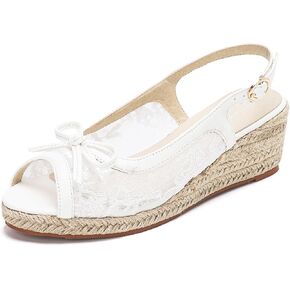 GATUXUS Women's Lace Wedges Heels Espadrille Platform Slingback Sandals Open Toe Buckle Strap Beach Dress Shoes in Saudi Arabia