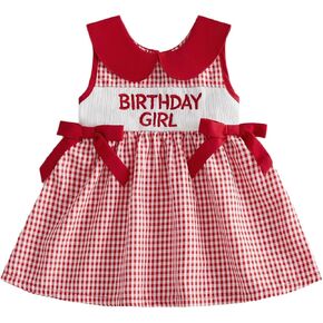 Birthday Girl Outfit Baby Birthday Dress ​Toddler Little Girls Sleeveless Smocked Smash Cake Clothes in Kuwait