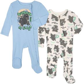 Godzilla Baby 2 Pack Sleep N' Plays 2-Way Zip Newborn to Infant Sizes (Newborn - 24 Months) in Kuwait