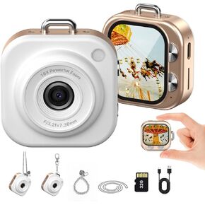 W & O Mini Keychain Digital Camera,1080p Mini Digital Camera with 32GB Card,Small Cameras for Photography with 750mAh Battery,Pocket-Size Keychain Camera with Chain for Kids,Teens,Vlog,Travel (Pink) in Kuwait