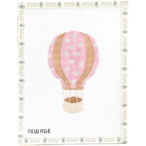 Pink Hot Air Balloon Needlepoint Canvas – 18 Mesh Hand-Painted Needlepoint Design – Nursery & Baby Gift Needlepoint – Ornament or Small Finish – New Age Needlepoint in Kuwait