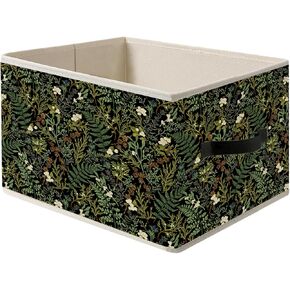 William Morris-style Vintage Dark Cottagecore Floral Dragonfly Storage Bin Box with Handles,Rustic Flower Dragonfly Foldable Organizer Basket Toybox for Girl Dorm Bedroom Bath Clothes Toys Books in Kuwait