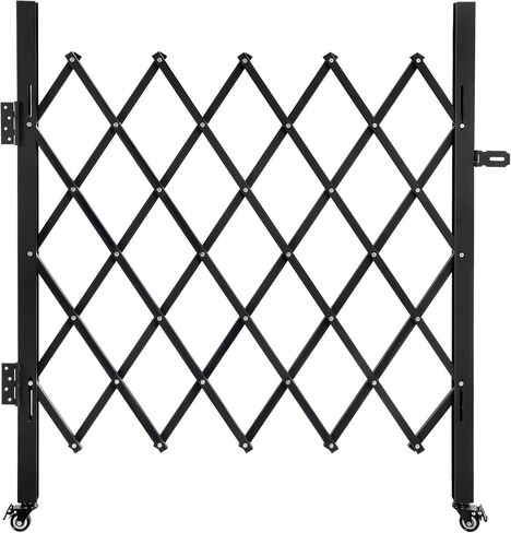 Folding Scissor Door Gate 35.83''W X 48.03''H Steel Barricade with 360 Wheels & Padlock in Saudi Arabia