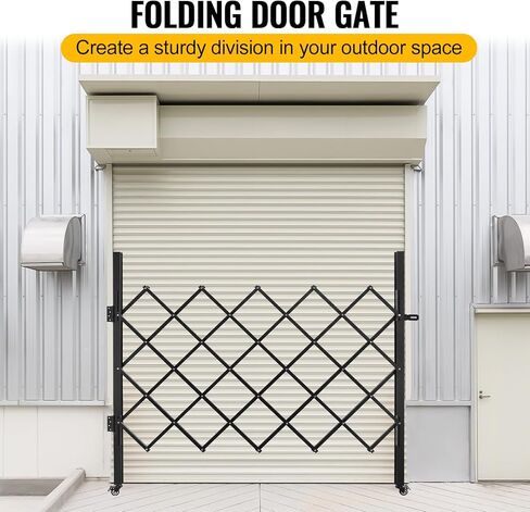 Folding Scissor Door Gate 35.83''W X 48.03''H Steel Barricade with 360 Wheels & Padlock in Saudi Arabia
