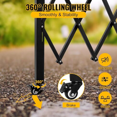 Folding Scissor Door Gate 35.83''W X 48.03''H Steel Barricade with 360 Wheels & Padlock in Saudi Arabia