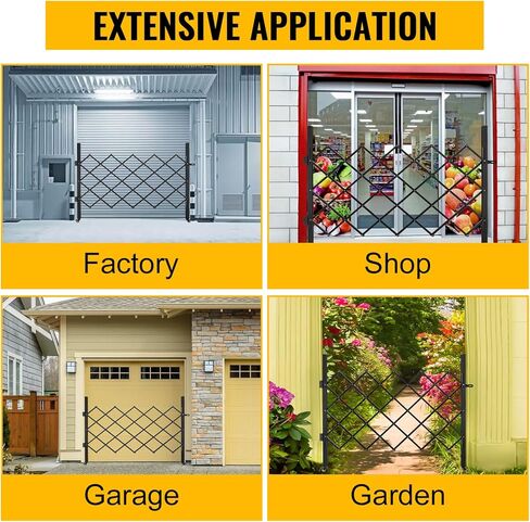 Folding Scissor Door Gate 35.83''W X 48.03''H Steel Barricade with 360 Wheels & Padlock in Saudi Arabia