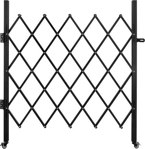 Folding Scissor Door Gate 35.83''W X 48.03''H Steel Barricade with 360 Wheels & Padlock in Saudi Arabia