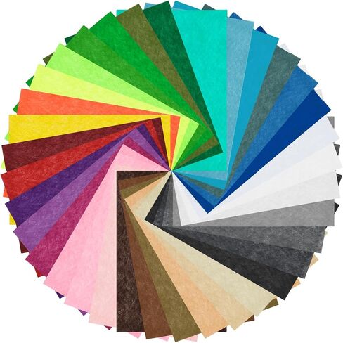 Q&J Fabric Co. 20 قطعة من صفائح قماش اللباد ذات الألوان المتنوعة مقاس 8 × 12 بوصة - صفائح قماش مربعة غير منسوجة - ورق صلب سميك قياسي EN 1 مم لأعمال الخياطة اليدوية ومشاريع الديكور المرقعة in Kuwait