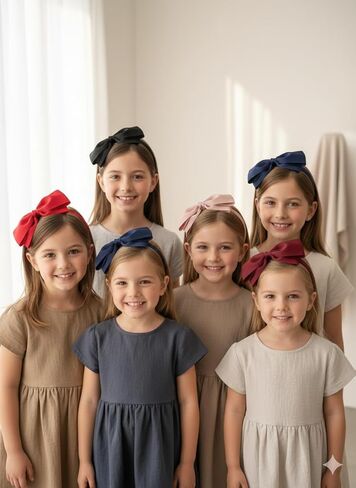عصابة رأس ClassExceed باللون الأسود للفتيات من سن 4 إلى 12 - ربطة شعر رسمية وحفلة، عصابة رأس للأطفال بشريط ملون للرقص والمناسبات in Kuwait