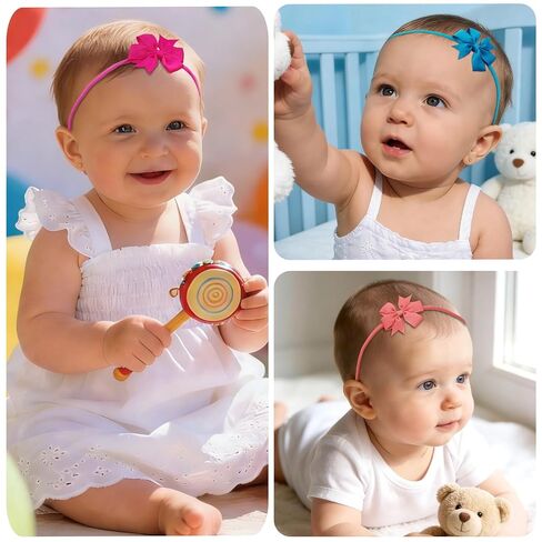 JOYOYO 40pcs Mini Baby Girls Grosgrain Ribbon Hair Bows Headbands 2" Hairband Hair Accessories for Baby Girl Infants Newborn and Toddler in Kuwait