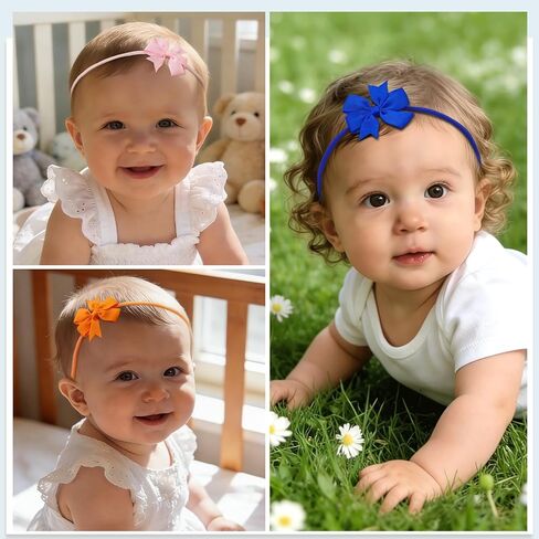 JOYOYO 40pcs Mini Baby Girls Grosgrain Ribbon Hair Bows Headbands 2" Hairband Hair Accessories for Baby Girl Infants Newborn and Toddler in Kuwait