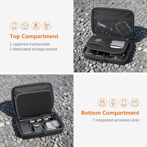 AMAZEAR Carrying Case for DJI Osmo Action 6 Accessories, Compact Hard Shell Carry Bag with Shoulder Strap, Portable Camera Case for Travel, Organization, Storage, Protection, Black in Kuwait