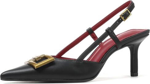 CELNEPHO Kitten Heels for Women Slingback Pumps Pointed Toe Ankle Strap Buckle Dress Shoes for Work, Party & Dating in Kuwait