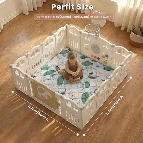 UBRAVOO Baby Play Mats for Floor, Crawling Playpen Mat, Thicken Soft Cushioning Padding Foam Playmate for Baby and Toddlers Infants, Non-Slip & Machine Washable (50" X 50", Leaf) in Kuwait