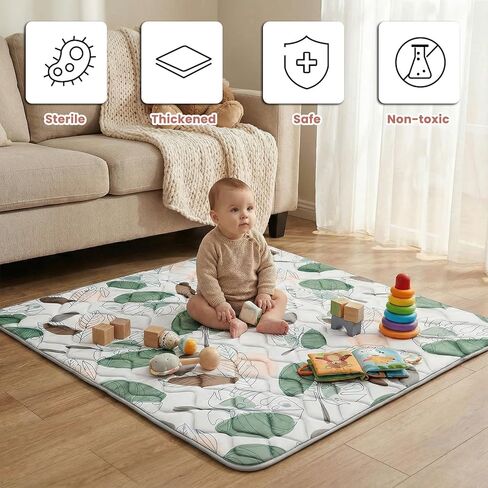 UBRAVOO Baby Play Mats for Floor, Crawling Playpen Mat, Thicken Soft Cushioning Padding Foam Playmate for Baby and Toddlers Infants, Non-Slip & Machine Washable (50" X 50", Leaf) in Kuwait