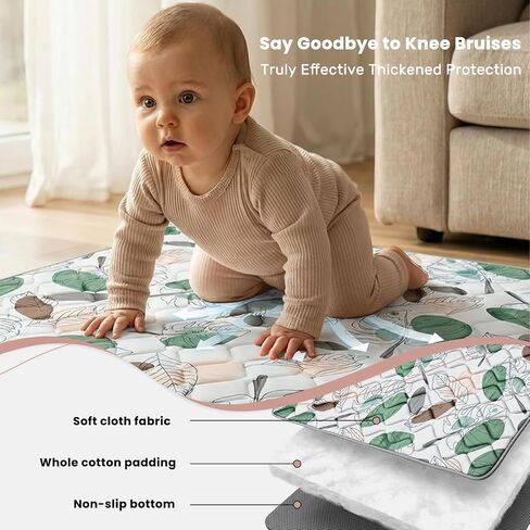 UBRAVOO Baby Play Mats for Floor, Crawling Playpen Mat, Thicken Soft Cushioning Padding Foam Playmate for Baby and Toddlers Infants, Non-Slip & Machine Washable (50" X 50", Leaf) in Kuwait