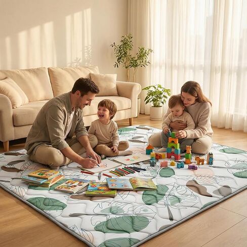 UBRAVOO Baby Play Mats for Floor, Crawling Playpen Mat, Thicken Soft Cushioning Padding Foam Playmate for Baby and Toddlers Infants, Non-Slip & Machine Washable (50" X 50", Leaf) in Kuwait