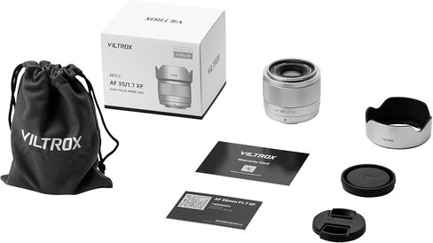 VILTROX 35 مم f1.7 فوجي، AF 35 مم f/1.7 Air XF لـ Fuji X-Mount، APS-C التركيز التلقائي X Mount Lens لـ Fuji X-T10 X-T2 X-T20 X-T3 X-T4 X-H2 X-T200 X-T30 X-PRO02 XS10 XS20 X-M5، فضي in Kuwait