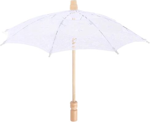 Lace Umbrella, Mini Bridal Wedding Umbrella for Photography Party Decoration with Wooden Stand, White or Beige, 31 x 37 cm (Small White) in Kuwait