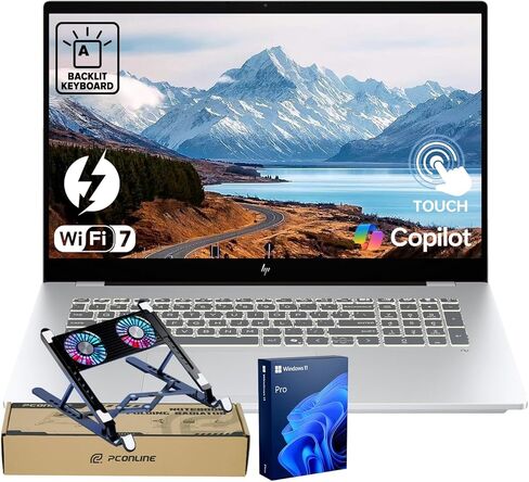 HP OmniBook 7 (Envy Next Brand), Omnibook X Spec Laptop for Professional Workflows, 17.3" FHD Touchscreen, Ultra 7 258V Performance for Productivity, 32GB RAM, 2TB SSD, Wi-Fi 7, Bundle with PCO Cooler in Kuwait