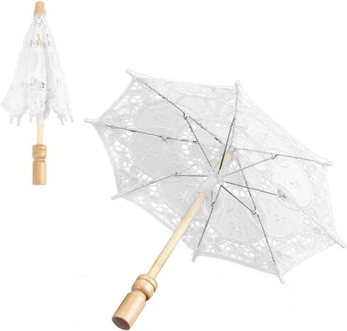 Kikumi Wooden Lace Umbrella, Beautiful Handmade Small Bridal Umbrella for Stage Performance, Wedding Decoration in Saudi Arabia