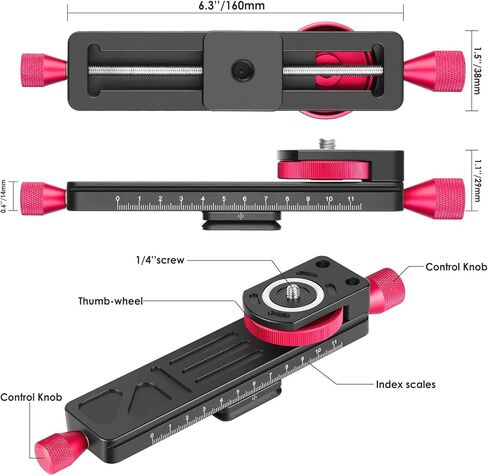 Koolehaoda Macro Focusing Rail Slider/Close-up Shooting Clamp Plate 115mm Adjustment with 1/4" Screw for DSLR Cameras,Tripod Ballhead, Arca/RRS Lever Clamp Compatible in Kuwait