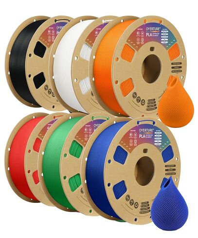 OVERTURE Silk PLA 1.75mm Dual Color Filament, Clog-Free Shiny 3D Printer Filament, 1kg Spool(2.2lbs), Dimensional Accuracy +/- 0.03 mm, Fit Most FDM Printer(Silk Blue-Sliver) in Kuwait