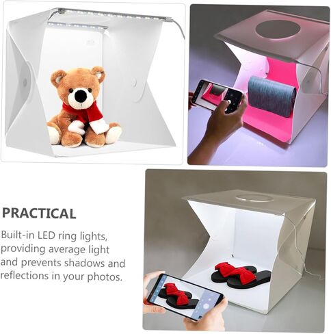 Folding Photography Light Box 40cm Small Portable LED Shooting Tent with Dual Light Strips and Two Color Backdrops for Product Photo Studio in Kuwait