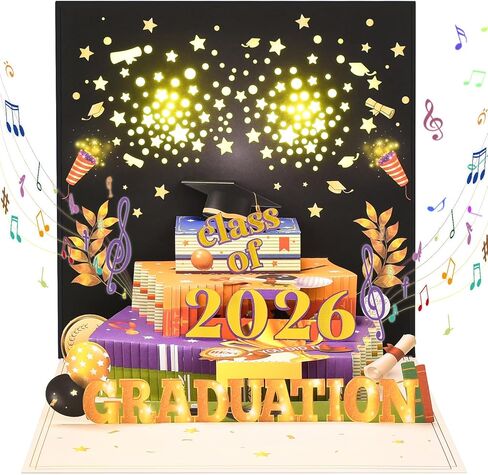 2025 Graduation Cards, 3D Pop Up Graduation Greeting Card with Lights and Music, Class of 2025 Congrats Card for College, High School, Congratulation Graduate Gifts for Son Daughter Grandson in Saudi Arabia