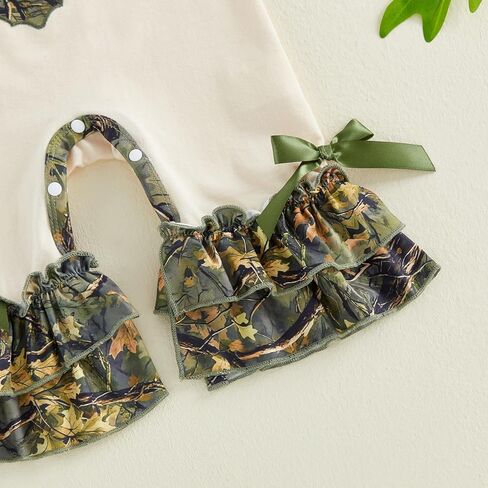 Newborn Baby Girl Summer Clothes Hunting Ruffle Short Sleeve Romper Bell Bottoms Flared Jumpsuit Outfit in Saudi Arabia