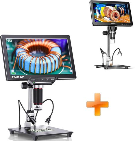 مجهر رقمي DM9 Max+TOMLOV DM202 HDMI، مجهر LCD 10.1 بوصة، كاميرا مجهر عملة 16 ميجابكسل مع شاشة للبالغين، مجهر لحام صغير، متوافق مع التلفزيون/ويندوز/ماك، بطاقة 32 جيجابايت متضمنة in Kuwait