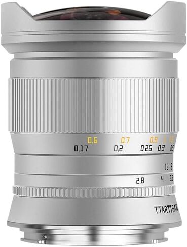 عدسة عين السمكة ذات زاوية واسعة للغاية مقاس 11 مم F2.8 RF من TTArtisan، عدسة إطار كامل لكاميرات RF المثبتة على EOS R، RP، R5، R5C، R6، R6II، R3، R8 - فضي in Kuwait