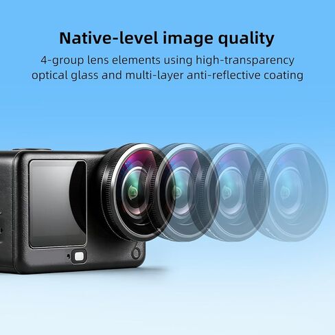 185° FOV Boost Wide Angle Lens for DJI Osmo Action 6, Multi Coated HD Optical Glass Aluminum Frame Filter Camera Lens with Threaded Interface, Ultra-Wide Field of View Action Camera Lens Accessory in Kuwait