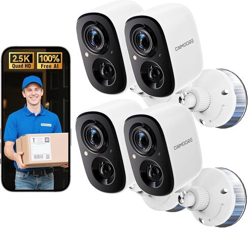 2.5K Wireless Home Security Cameras 2-Pack, Outdoor WiFi Non-Subscription AI Person Detection, 4MP Color Night Vision, Full Duplex 2-Way Audio, IP66 Waterproof Battery Powered, U.S. AWS Cloud in Kuwait