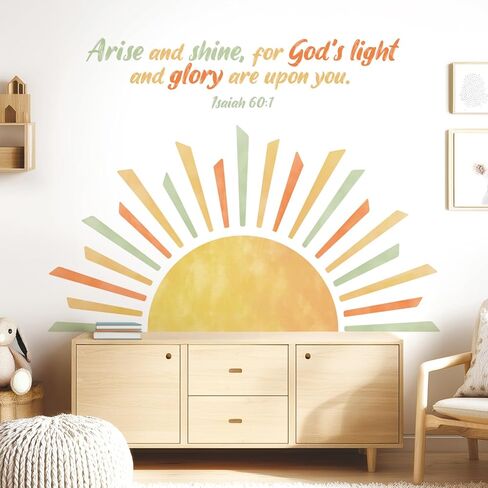 DECOWALL Boho Sunrise Bible Verse Wall Decals – Isaiah 60:1 Christian Wall Stickers for Kids Nursery, Bedroom & Playroom Decor (SG2-2523) in Kuwait