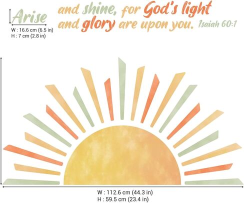 DECOWALL Boho Sunrise Bible Verse Wall Decals – Isaiah 60:1 Christian Wall Stickers for Kids Nursery, Bedroom & Playroom Decor (SG2-2523) in Kuwait