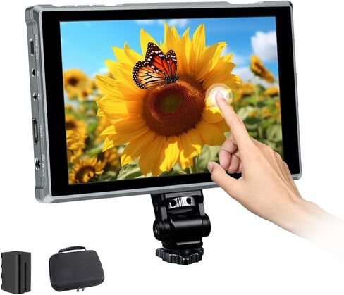 شاشة مراقبة ميدانية للكاميرا مقاس 7 بوصات من Feel WORLD شاشة لمس DSLR شاشة فيديو 4K HDMI مدخل/مخرج مع بطارية F750 حافظة حمل ظلة in Kuwait