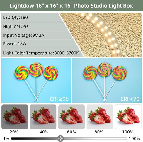Lightdow 16"x16"x16" صندوق إضاءة استوديو الصور + قابس من النوع C in Kuwait